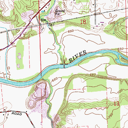Topographic Map of Kentner Creek, IN