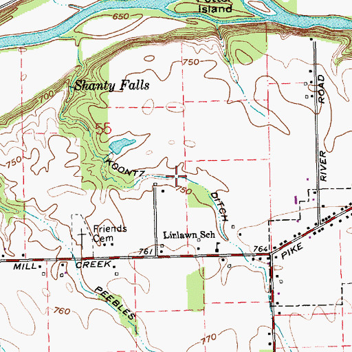Topographic Map of Koontz Ditch, IN