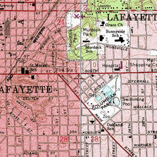 Topographic Map of Lafayette, IN