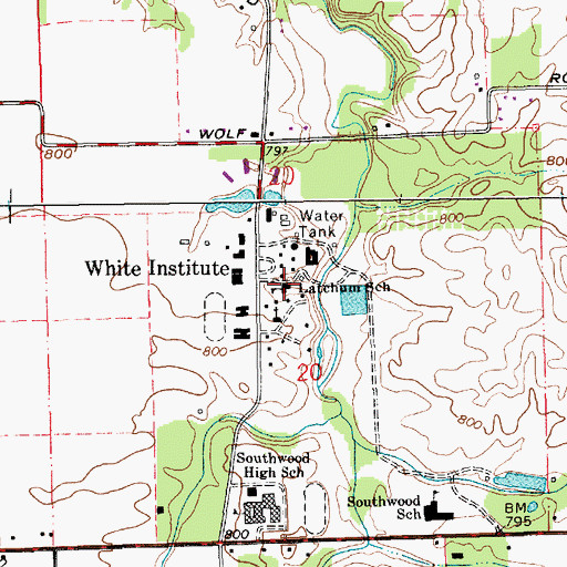 Topographic Map of Latchum School, IN