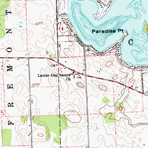 Topographic Map of Latter Day Saints Church, IN