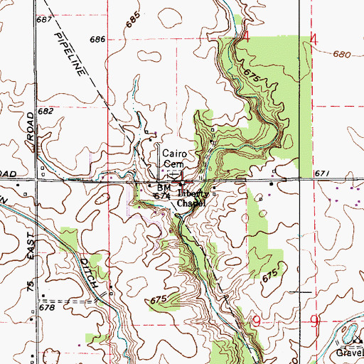Topographic Map of Liberty Chapel, IN
