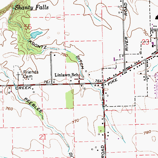 Topographic Map of Linlawn School, IN