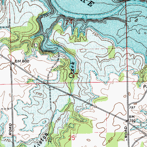 Topographic Map of Liston Creek, IN