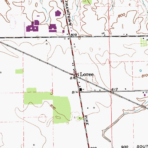 Topographic Map of Loree, IN