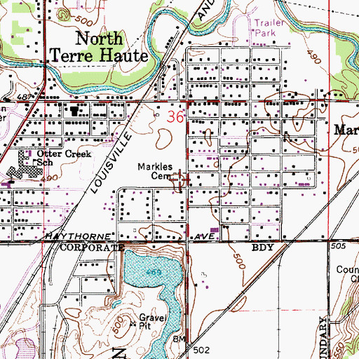 Topographic Map of Markle Cemetery, IN