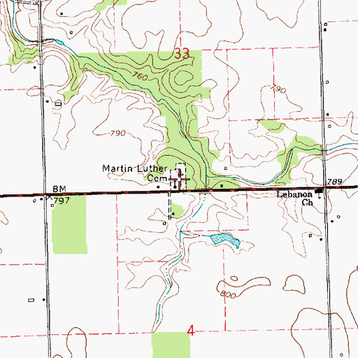 Topographic Map of Murphy Cemetery, IN