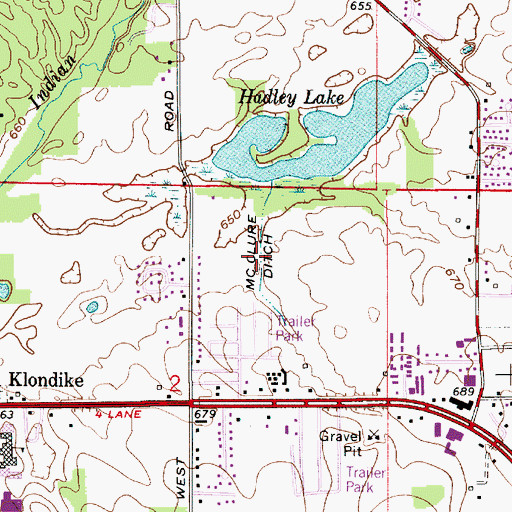 Topographic Map of McClure Ditch, IN