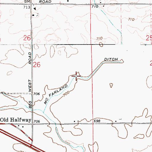Topographic Map of McFarland Ditch, IN