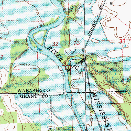 Topographic Map of Metocinah Creek, IN