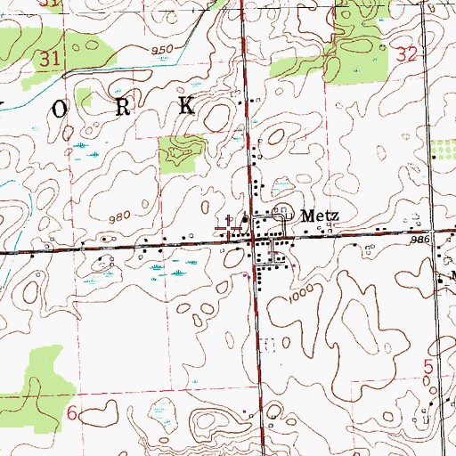 Topographic Map of Metz, IN