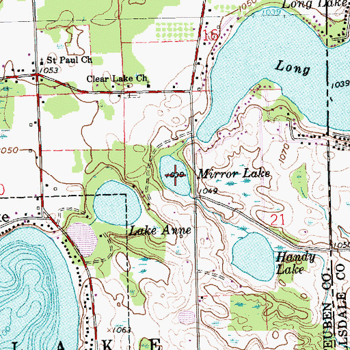 Topographic Map of Mirror Lake, IN