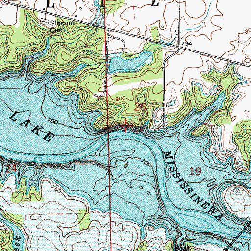 Topographic Map of Mississinewa Lake, IN