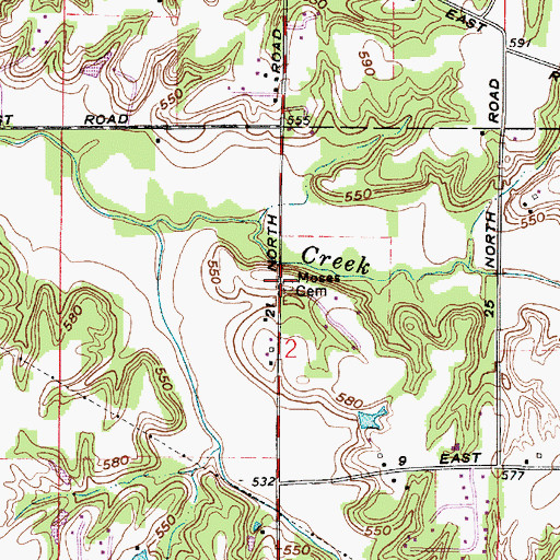 Topographic Map of Moses Cemetery, IN
