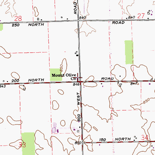 Topographic Map of Mount Olive Church, IN