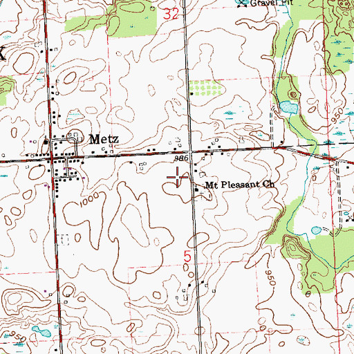 Topographic Map of Mount Pleasant Church, IN