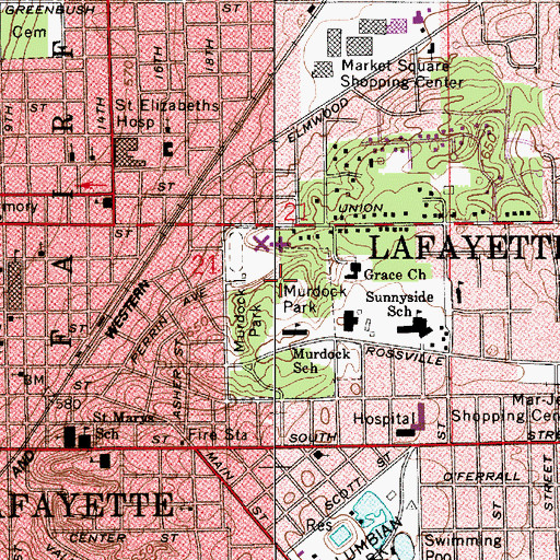 Topographic Map of Murdock Park, IN