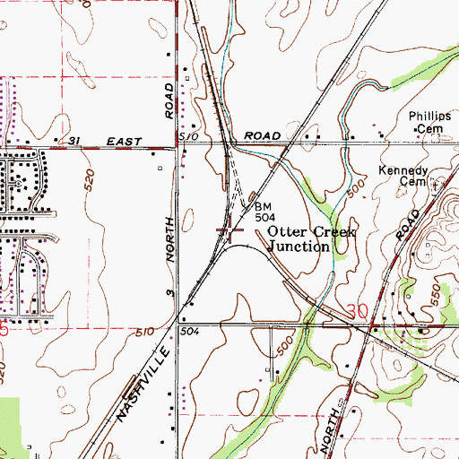 Topographic Map of Otter Creek Junction, IN