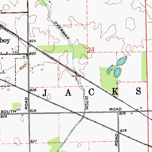 Topographic Map of Overman Ditch, IN