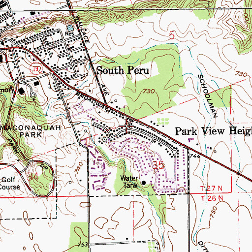 Topographic Map of Park View Heights, IN