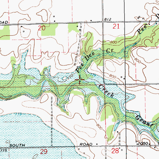 Topographic Map of Pee Dee Creek, IN