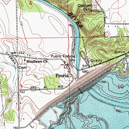 Topographic Map of Peoria, IN