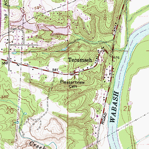 Topographic Map of Pleasantview Cemetery, IN