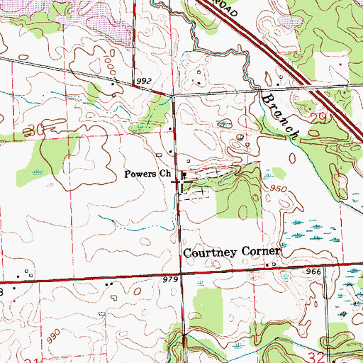 Topographic Map of Powers Church, IN