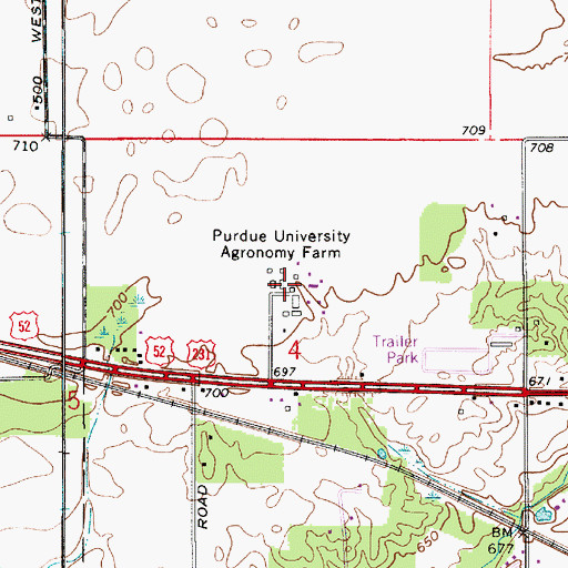 Topographic Map of Purdue University Agronomy Farm, IN
