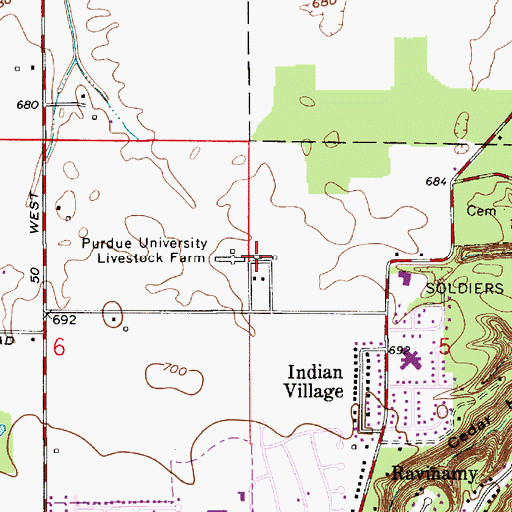 Topographic Map of Purdue University Livestock Farm, IN