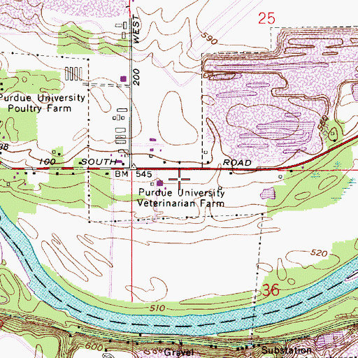 Topographic Map of Purdue University Veterinarian Farm, IN