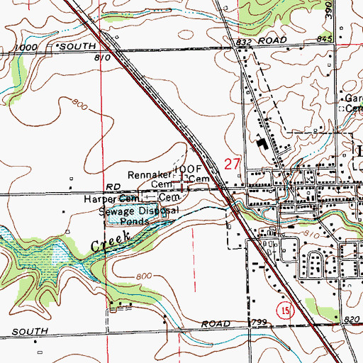 Topographic Map of Rennaker Cemetery, IN