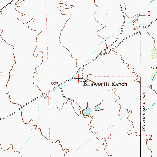 Topographic Map of Ellsworth Ranch, AZ