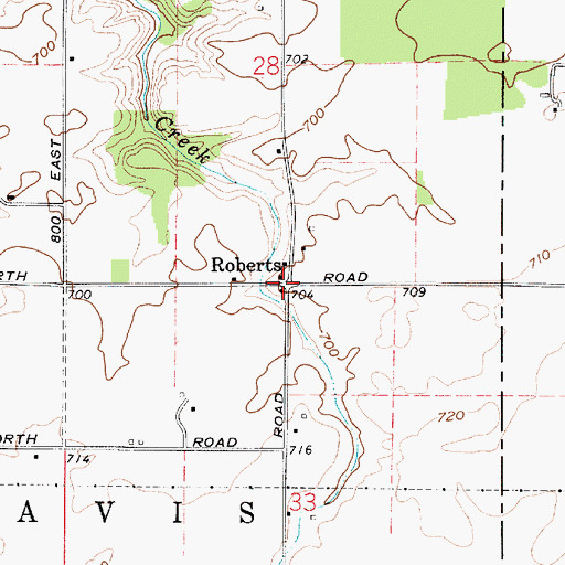 Topographic Map of Roberts, IN