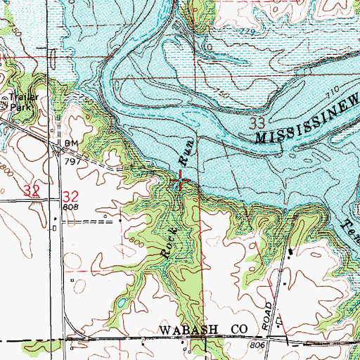Topographic Map of Rock Run, IN