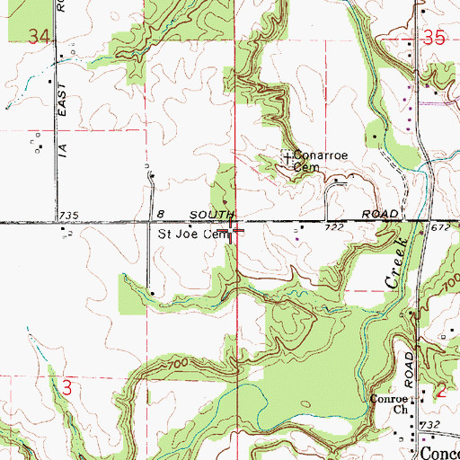 Topographic Map of Saint Joe Cemetery, IN