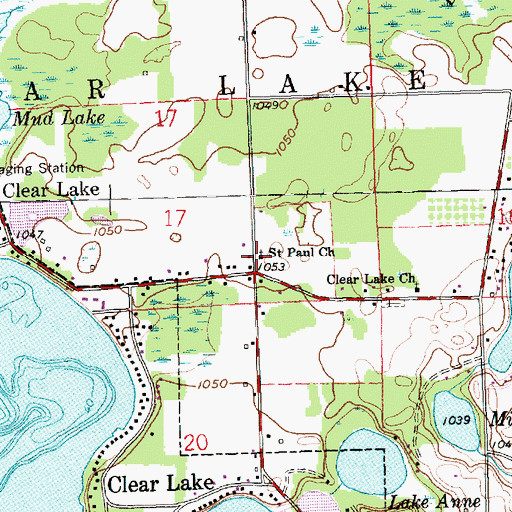 Topographic Map of Saint Paul Church, IN