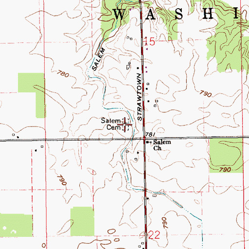 Topographic Map of Salem Cemetery, IN
