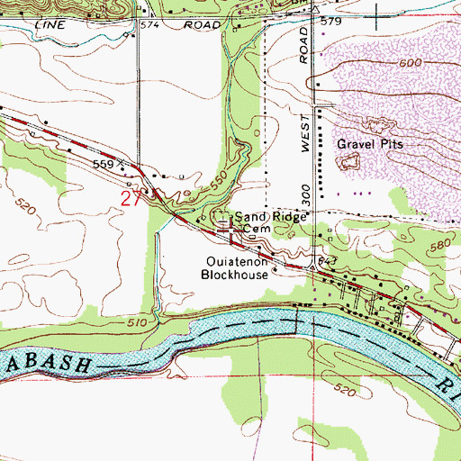Topographic Map of Sand Ridge Cemetery, IN