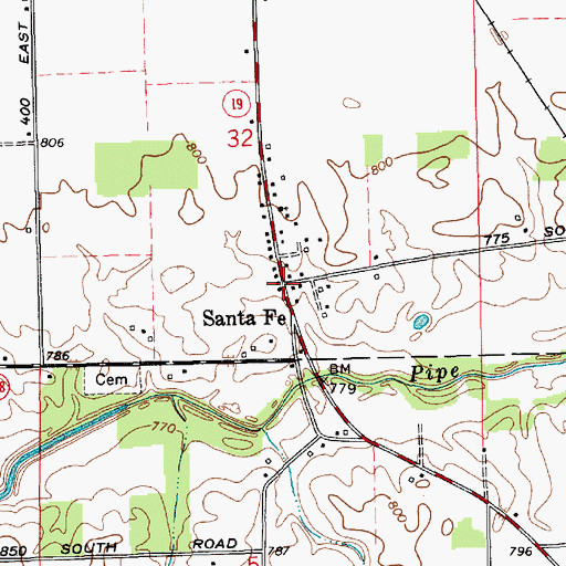Topographic Map of Santa Fe, IN