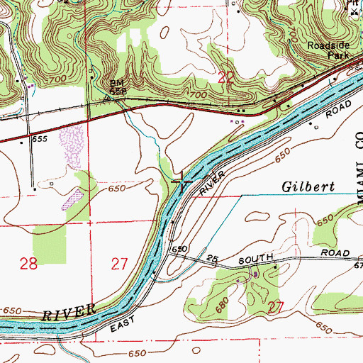 Topographic Map of Schrom Creek, IN