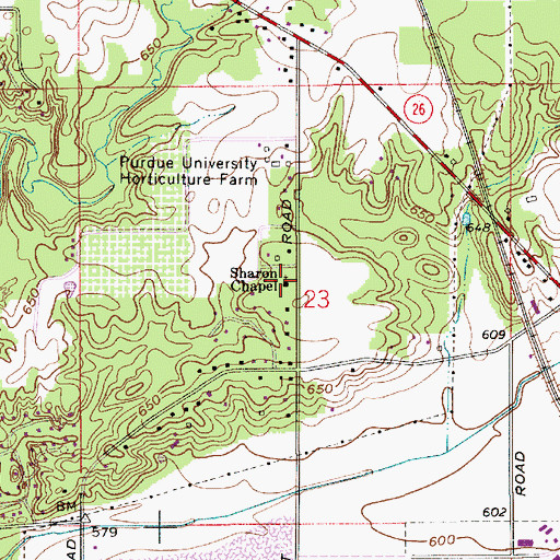 Topographic Map of Sharon Chapel, IN