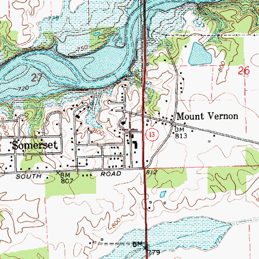 Topographic Map of Somerset, IN