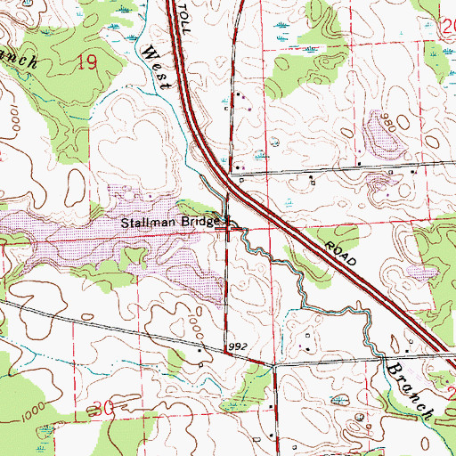 Topographic Map of Stallman Bridge, IN