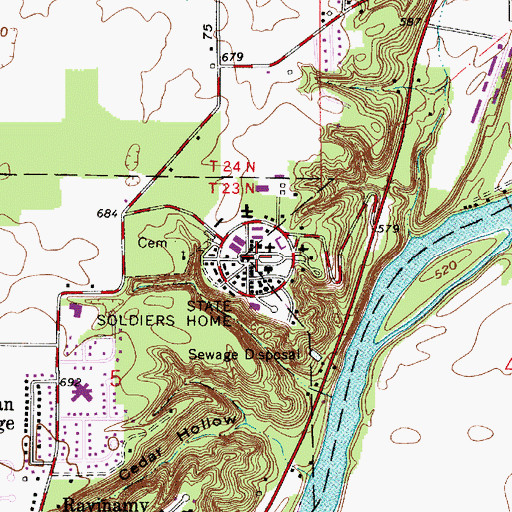 Topographic Map of State Soldiers Home, IN