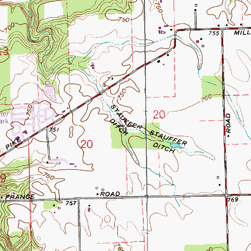Topographic Map of Stauffer Ditch, IN