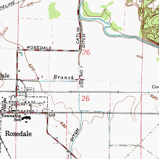 Topographic Map of Sulphur Branch, IN