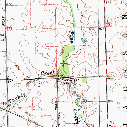 Topographic Map of Turkey Creek, IN