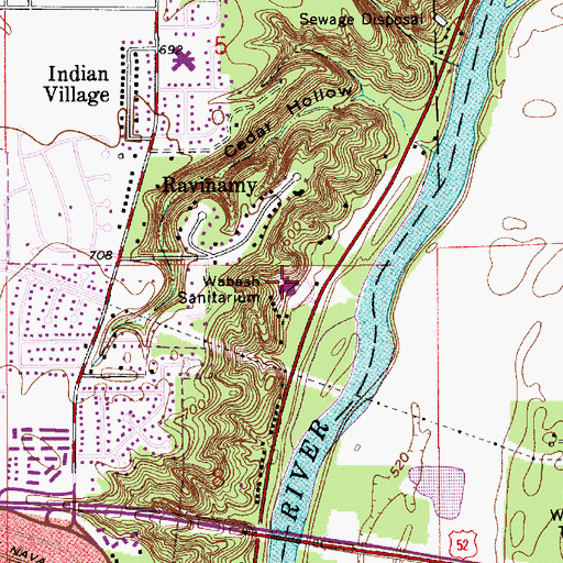 Topographic Map of Wabash Valley Hospital, IN