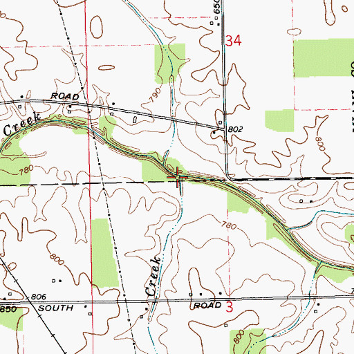 Topographic Map of Walnut Creek, IN